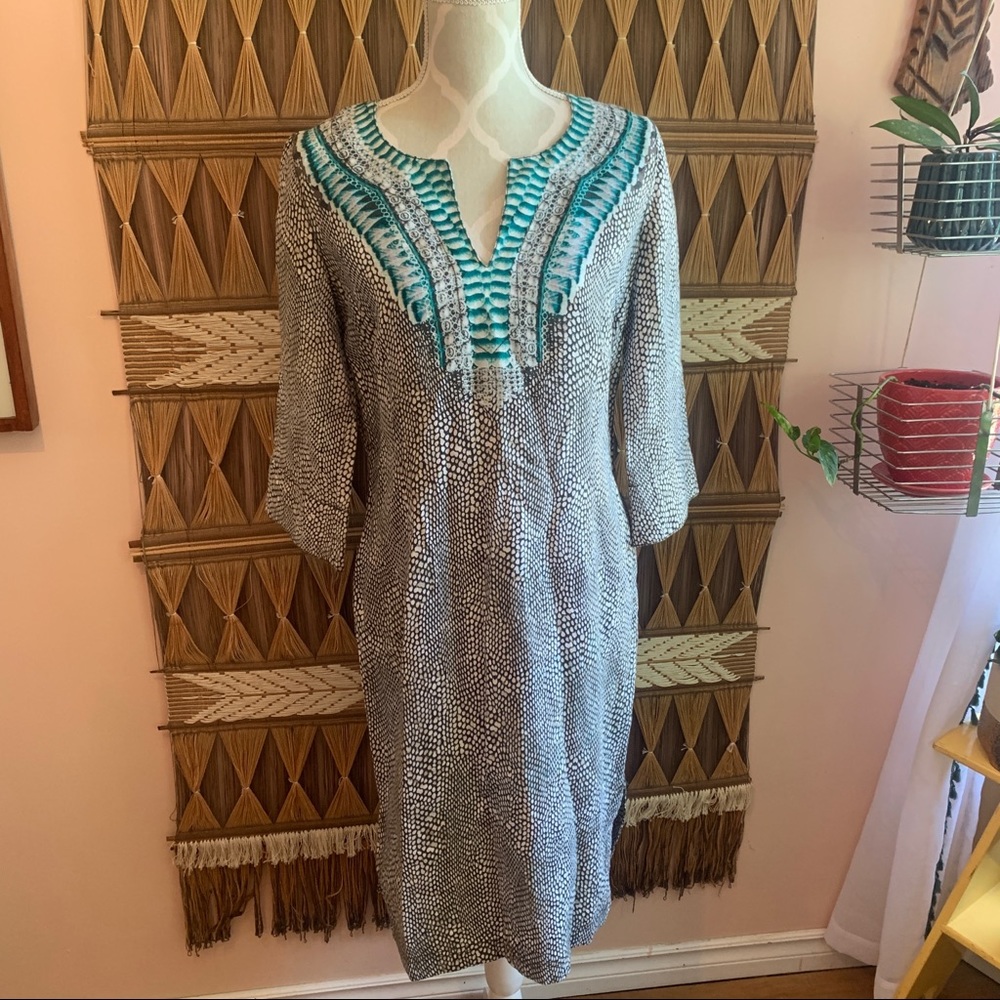Gorgeous Beachy Bohemian 3/4 Sleeve Shift Dress, Size S/M 8